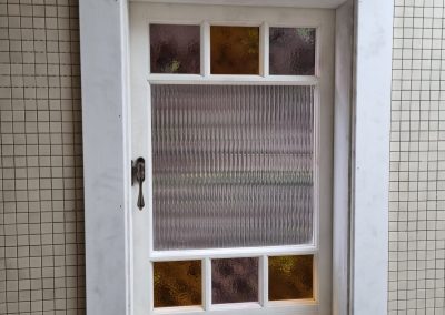 New Bathroom Casement Unit and Coloured Cathedral Glass Installation in Newtown